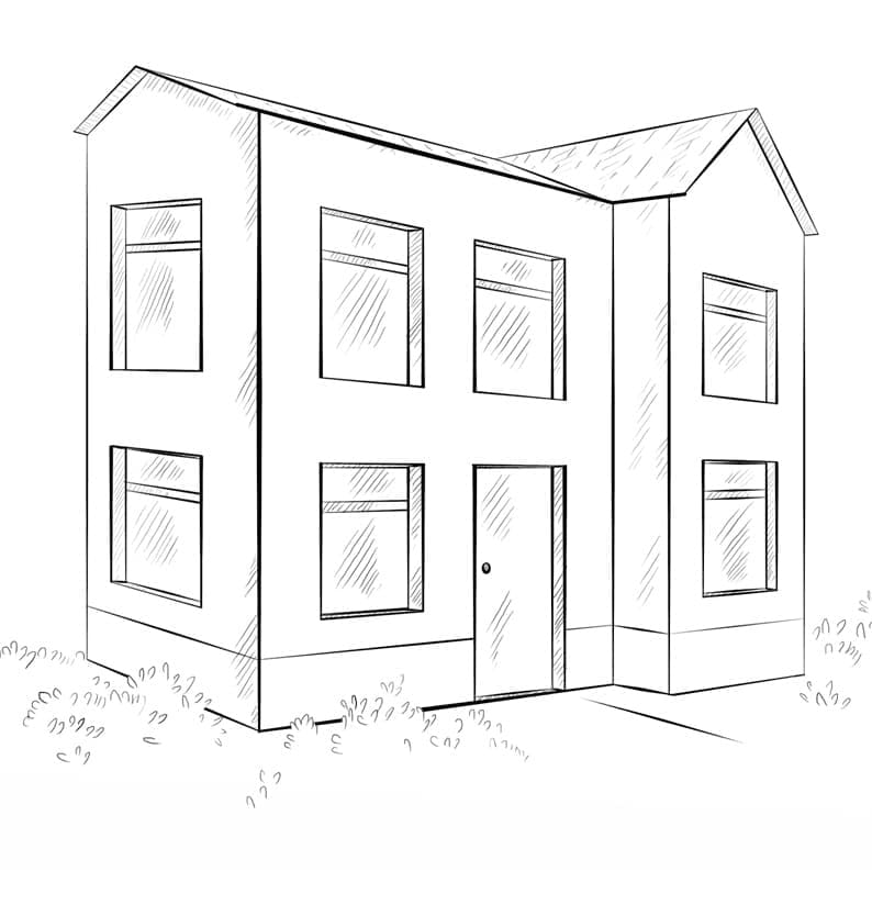 Desenho de Casa Grátis para Colorir e Pintar