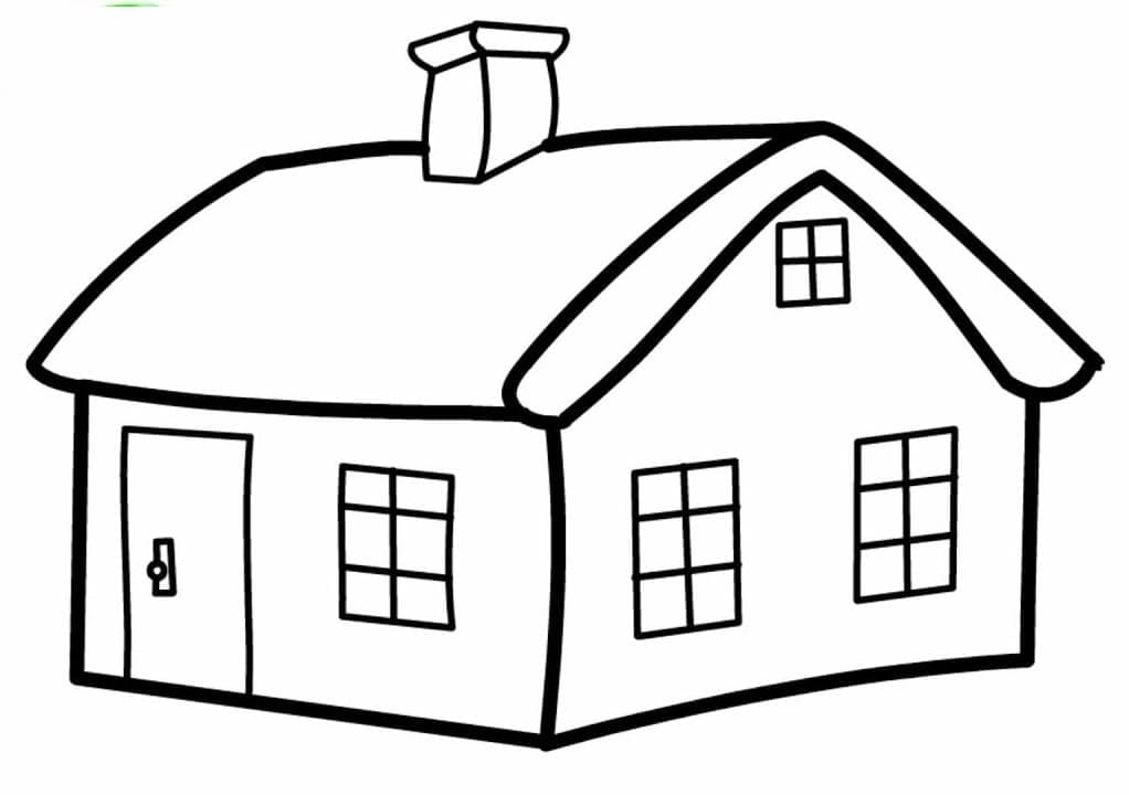 Desenho de Casa Muito Simples para Colorir e Pintar