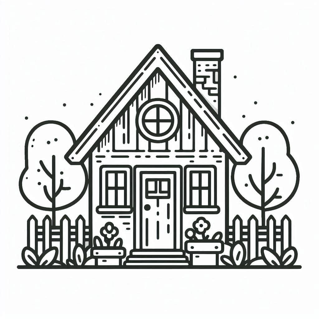 Desenho de Casa para Crianças de 4 Ano para Colorir e Pintar