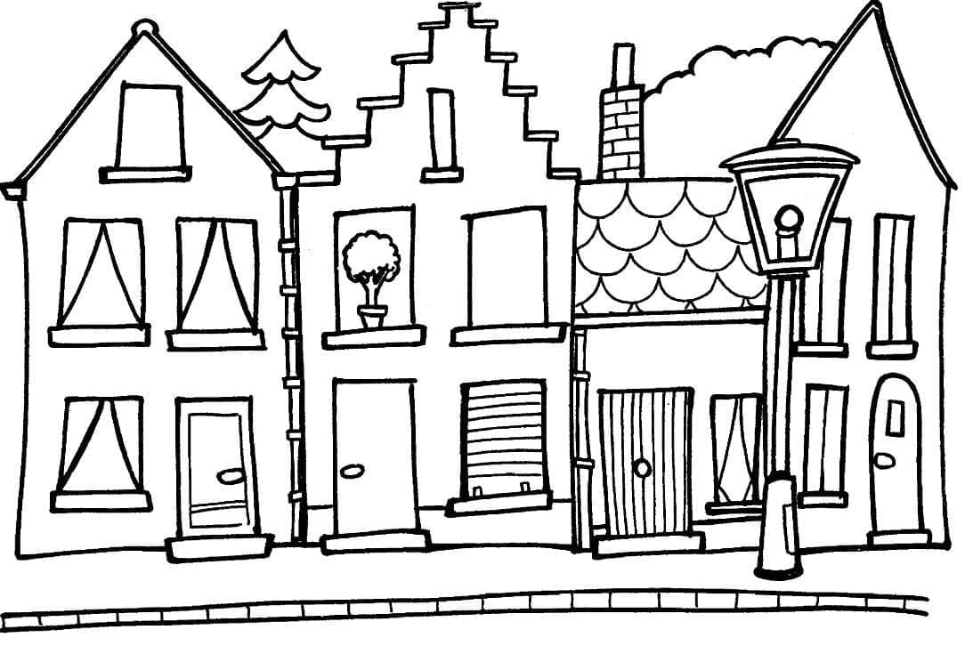 Desenho de Casas para Colorir e Pintar
