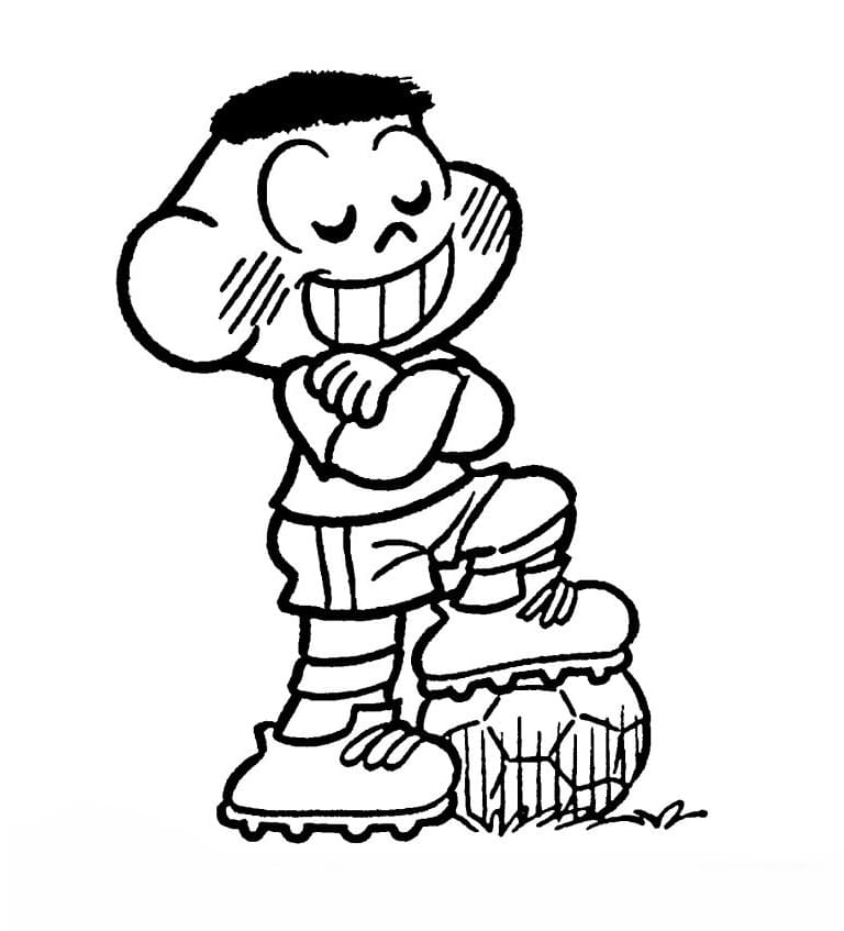 Desenho da Turma da Monica Cascão Jogador de Futebol para Colorir e Pintar