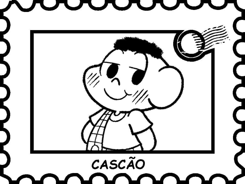 Desenho do Cascão Selo de Cartas Turma da Monica para Colorir e Pintar
