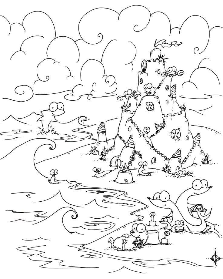 Desenho de Castelo de Areia para Crianças de 4 Anos para Colorir