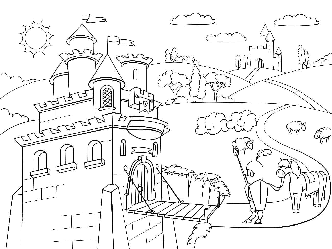 Desenho de Castelo Bonito para Colorir e Pintar