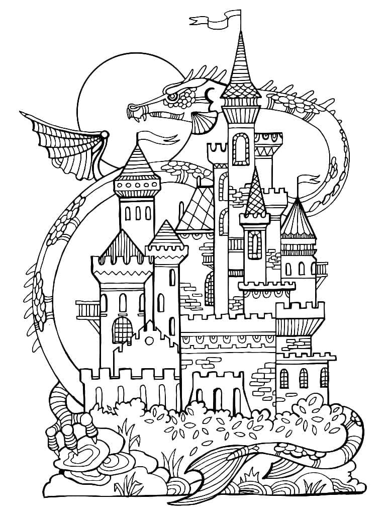 Desenho de Castelo Fantástico para Colorir e Pintar