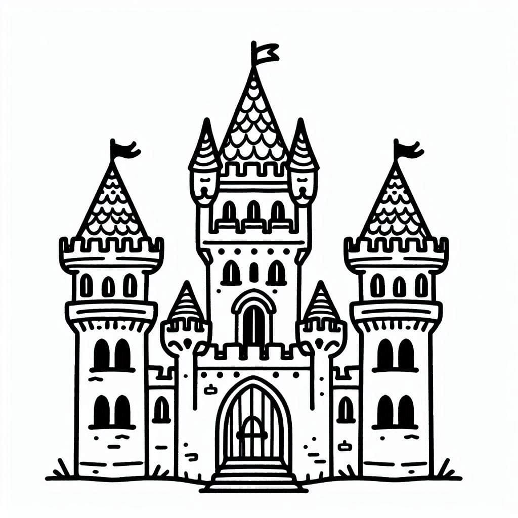 Desenho de Castelo Imprimivel para Colorir e Pintar