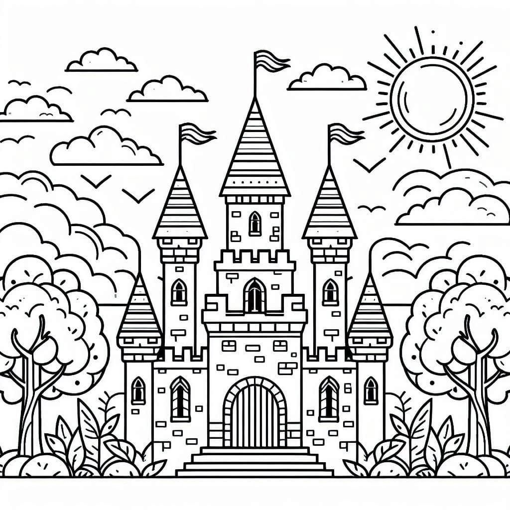 Desenho de Castelo Incrível para Colorir e Pintar