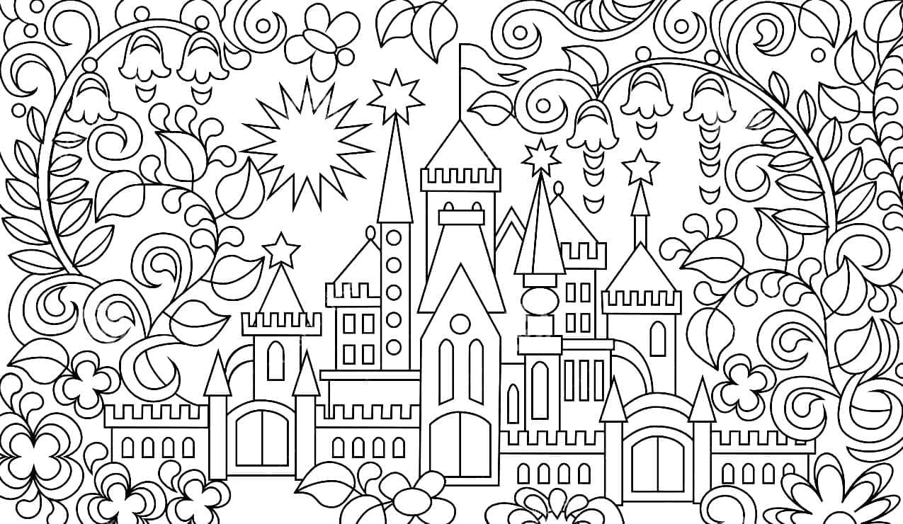 Desenho de Castelo Maravilhoso para Colorir e Pintar