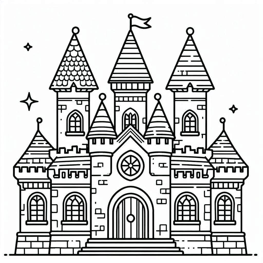 Desenho de Castelo Perfeito para Colorir e Pintar