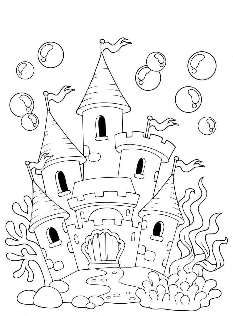 Desenho de Castelo do Oceano para Colorir e Pintar