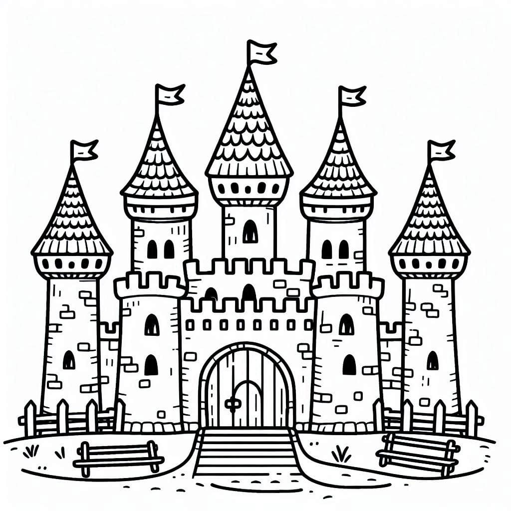 Desenho de Foto de Castelo para Colorir e Pintar