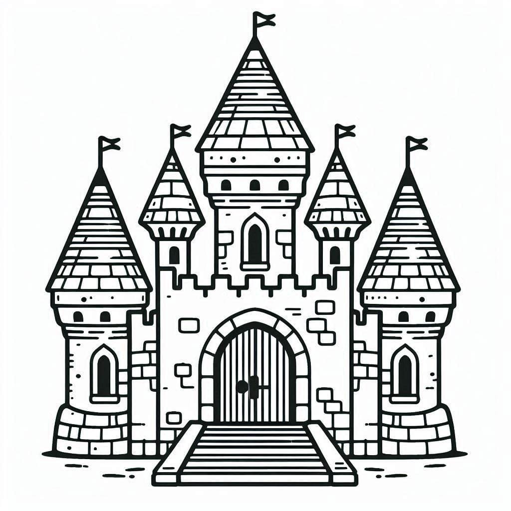 Desenho de Imagem de Castelo para Colorir e Pintar