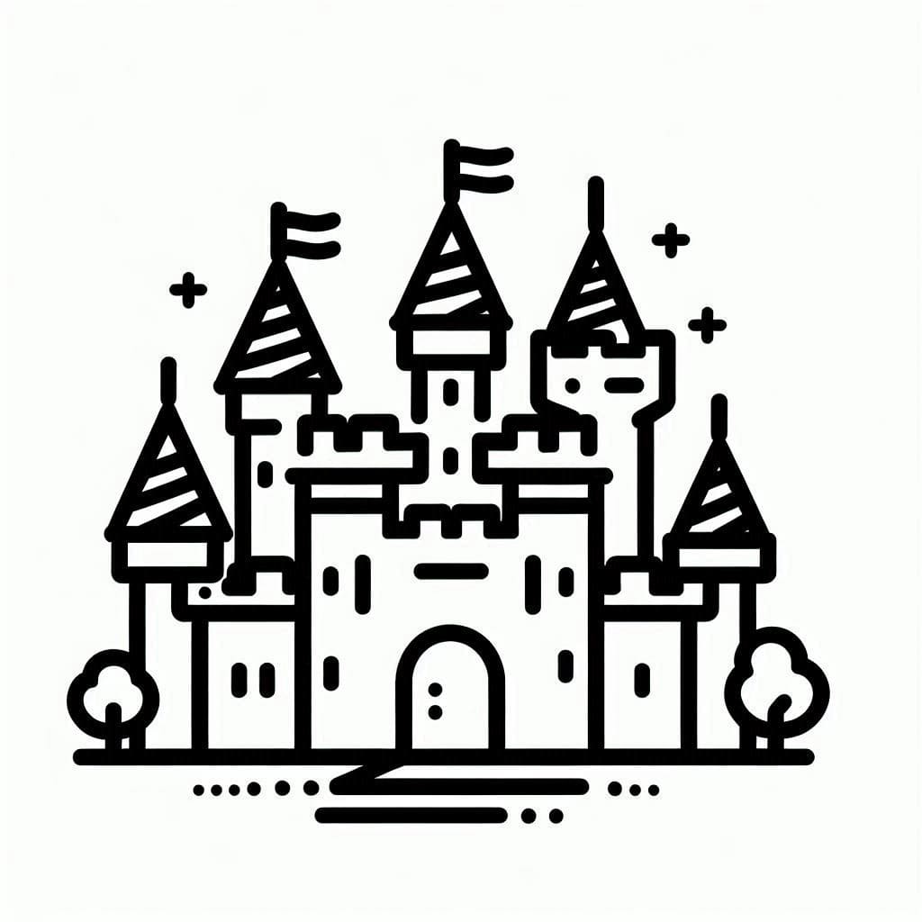 Desenho de Pequeno Castelo para Colorir e Pintar