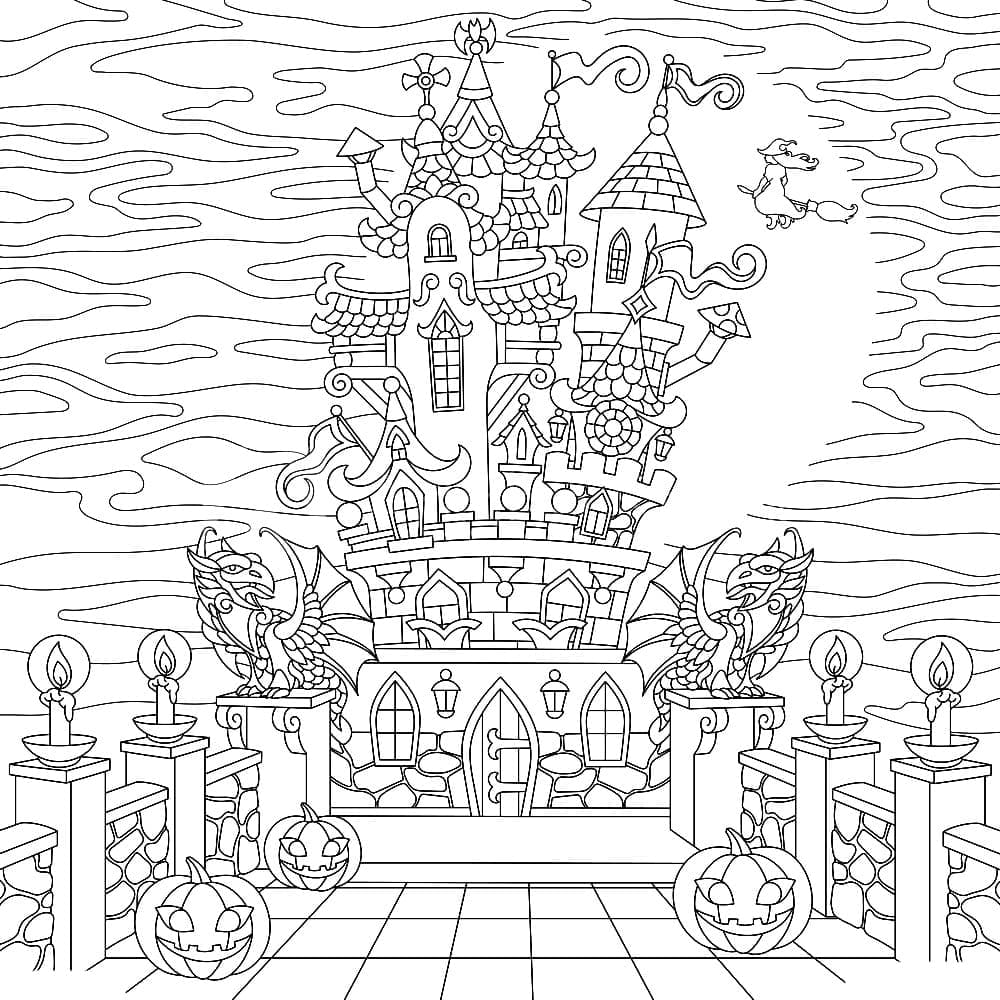 Desenho de um Castelo Maravilhoso para Colorir e Pintar