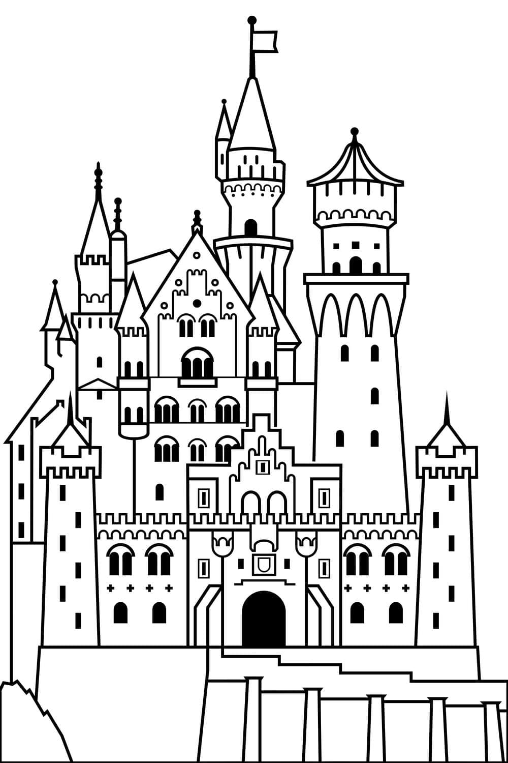 Desenho de um Castelo Muito Bonito para Colorir e Pintar