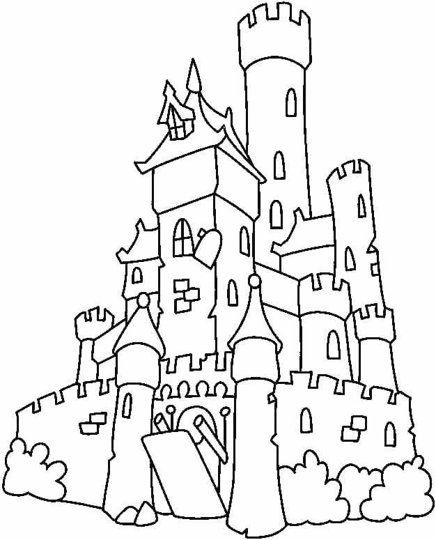 Desenho de Castelo com Grandes Muros para Pintar Pdf Grátis