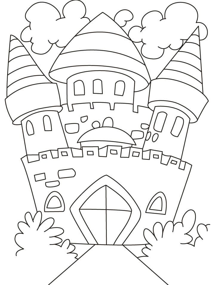 Desenho de Castelo de Princesa em Pdf para Imprimir e Colorir e Pintar
