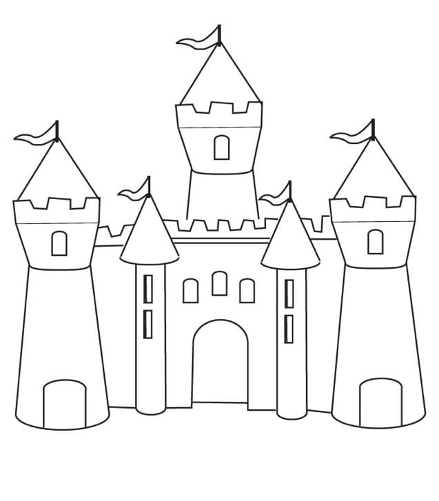 Desenho de Castelo Imprimivel Grátis para Colorir e Pintar