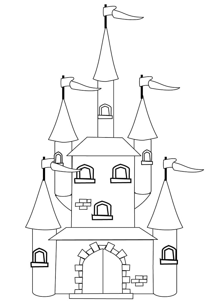 Desenho de Castelo Imprimivel Pdf para Imprimir e Pintar