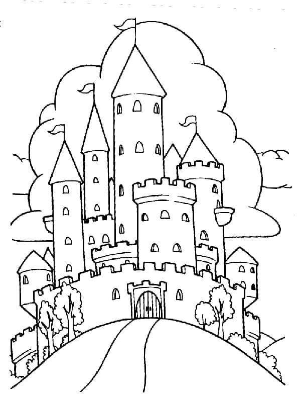 Desenho de Castelo Mágico Pdf para Colorir e Pintar