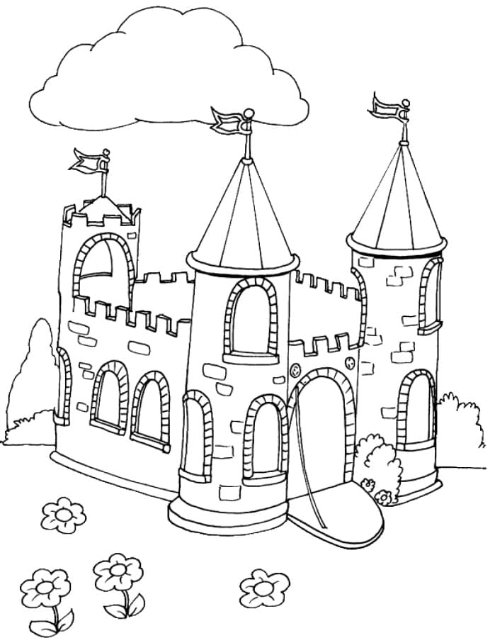 Desenho de Castelo Medieval Download Grátis para Colorir e Pintar