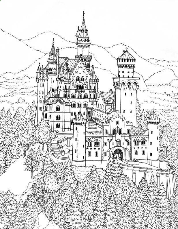 Desenho de Castelo para Colorir e Imprimir Grátis e Pintar