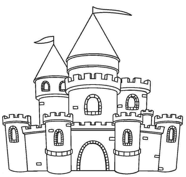 Desenho de Castelo para Colorir e Pintar Pdf