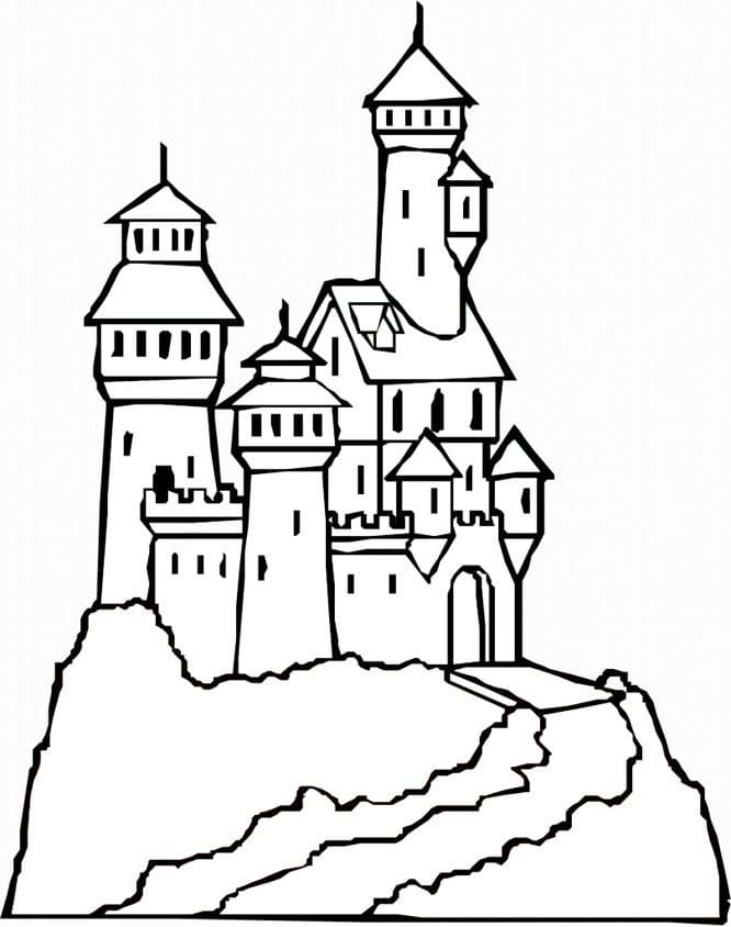 Desenho de Castelo para Colorir Imprimivel e Pintar