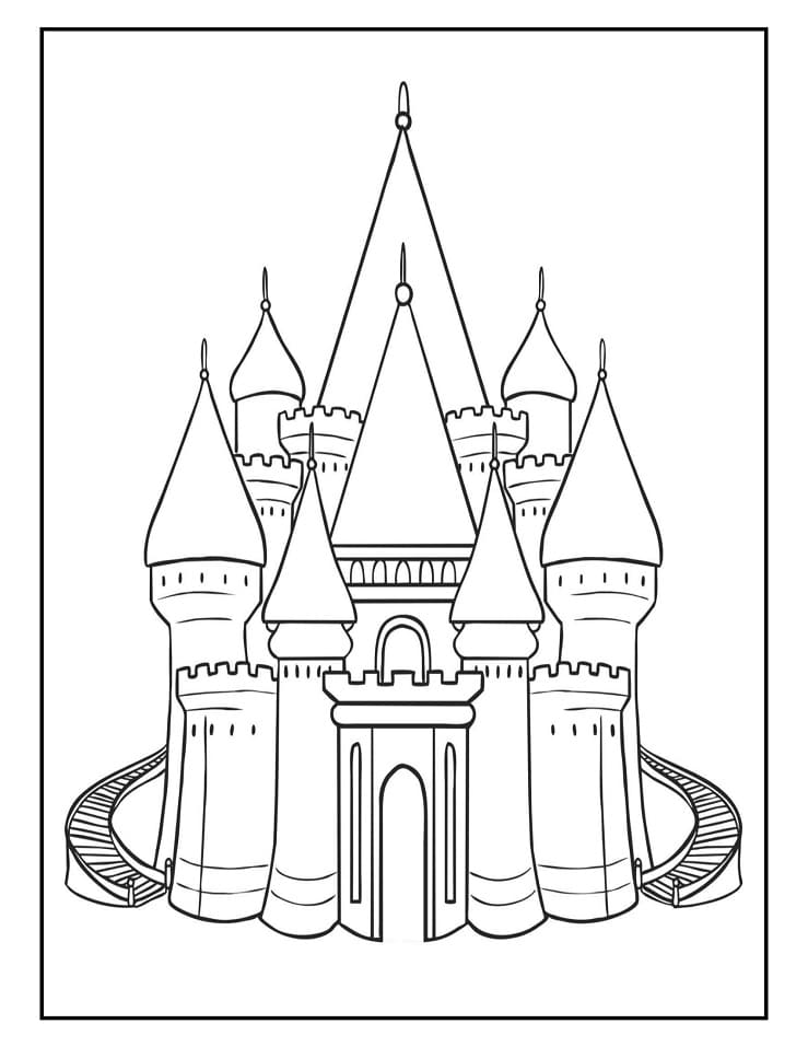 Desenho de Castelo para Colorir Online Pdf e Pintar