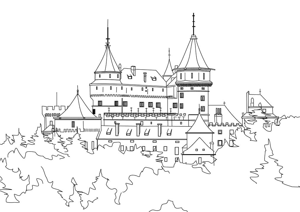 Desenho de Castelo para Pintar Grátis Download