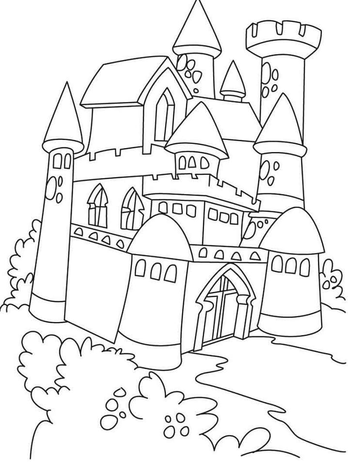 Desenho de Castelo Pdf Imprimivel para Colorir e Pintar