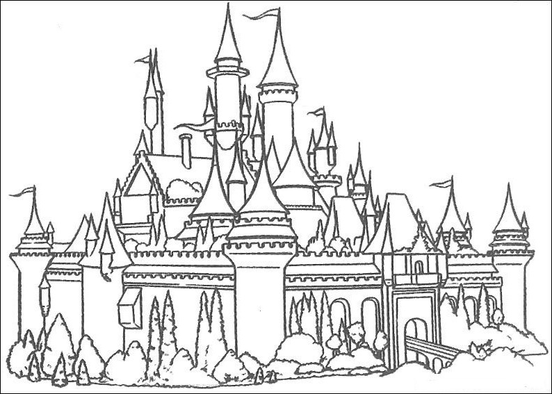 Desenho de Grande Castelo Download para Colorir e Pintar