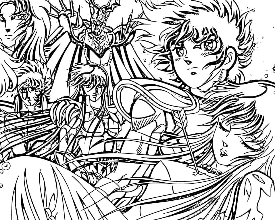 Desenho de Anime Cavaleiros do Zodíaco para Colorir e Pintar