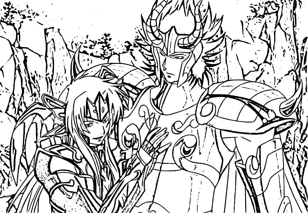 Desenho de Cavaleiros do Zodíaco Dourados para Colorir e Pintar