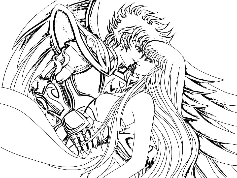 Desenho de Cavaleiros do Zodíaco Imprimivel para Colorir e Pintar