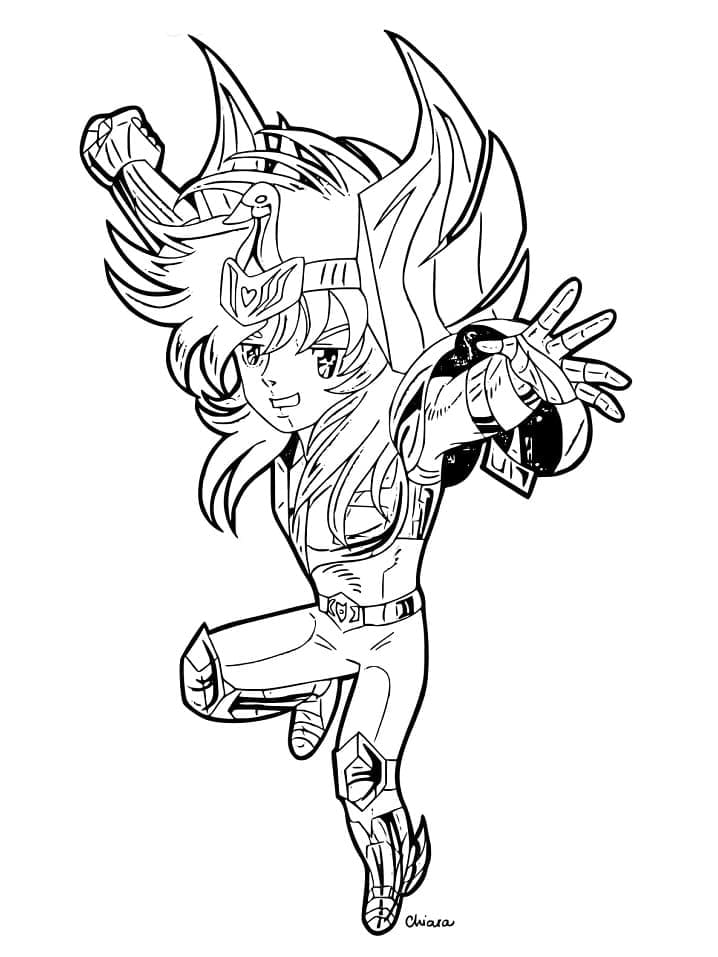 Desenho de Hyoga de Cavaleiros do Zodíaco para Colorir e Pintar