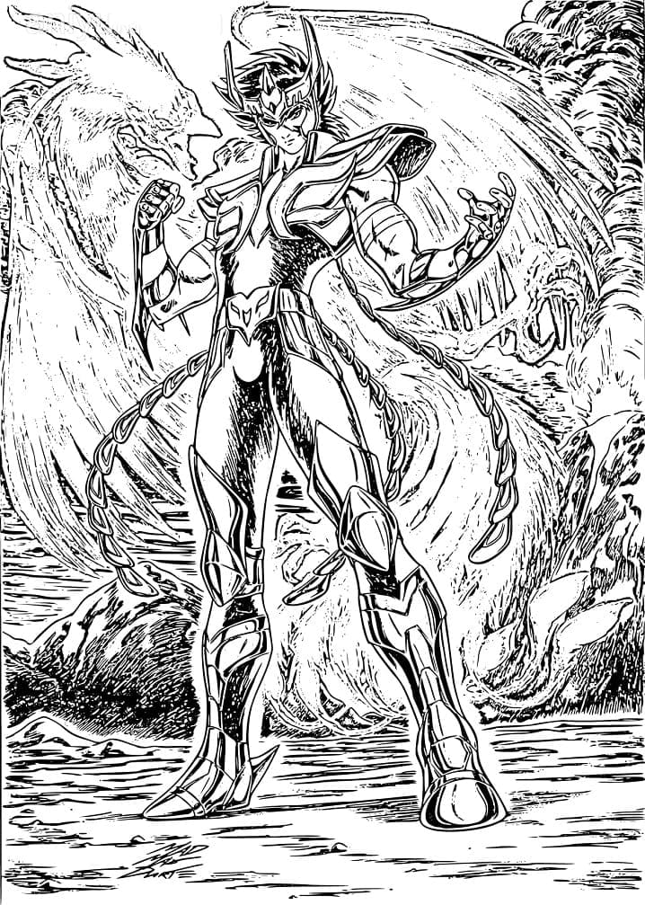 Desenho de Ikki de Fenix de Cavaleiros do Zodíaco para Colorir e Pintar