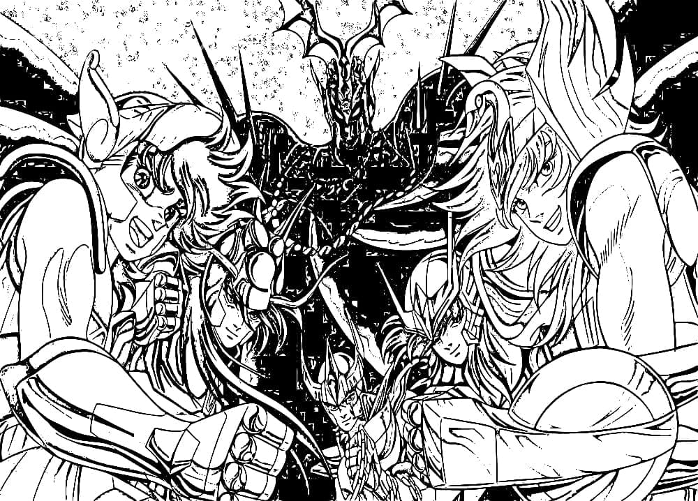 Desenho de Imagem de Cavaleiros do Zodíaco para Colorir e Pintar