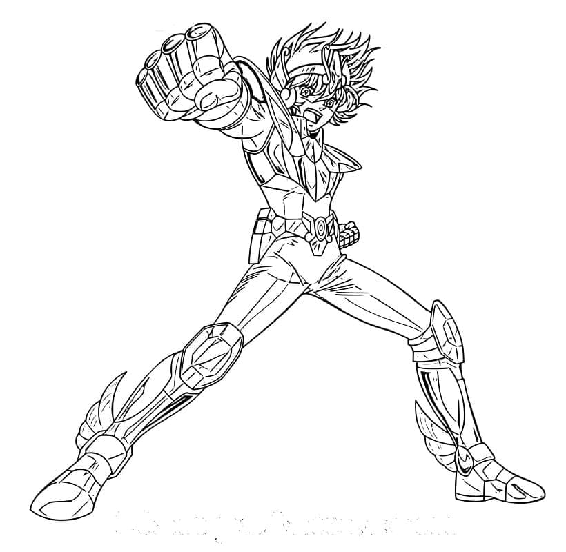 Desenho de Seiya de Pegaso de Cavaleiros do Zodíaco para Colorir e Pintar