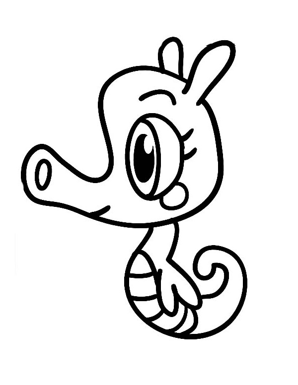 Desenho de Cavalo Marinho Bonito para Colorir Pdf e Pintar