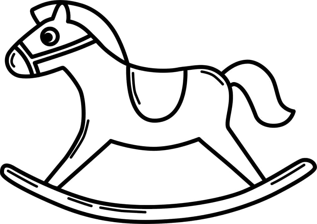 Desenho de Cavalo de Pau de Madeira Imprimivel Download e Pintar