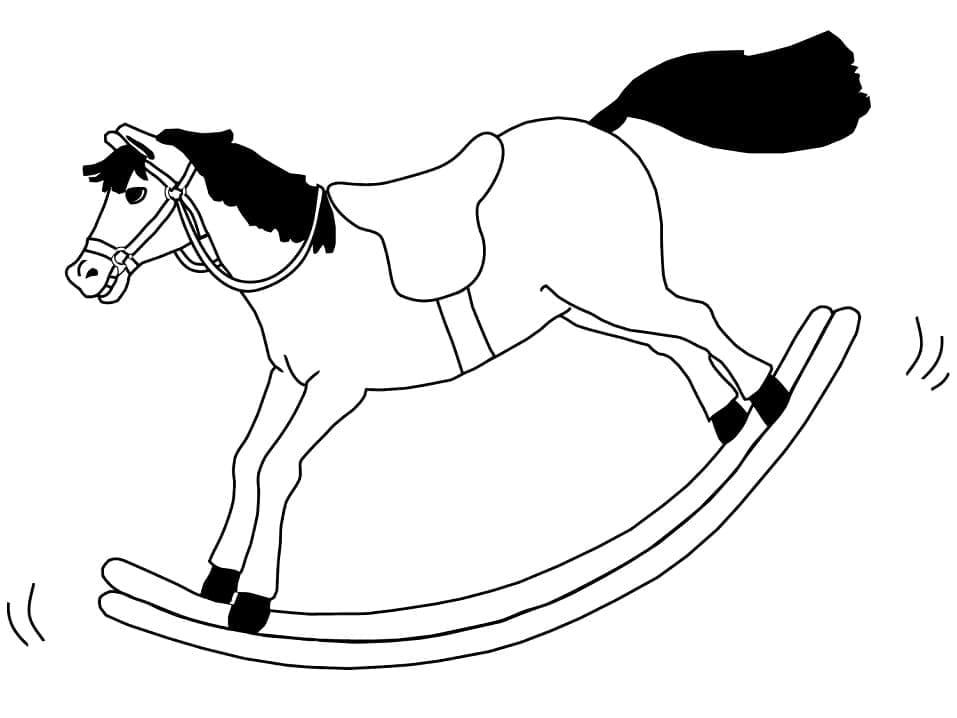 Desenho de Cavalo de Pau para Colorir Pdf e Pintar