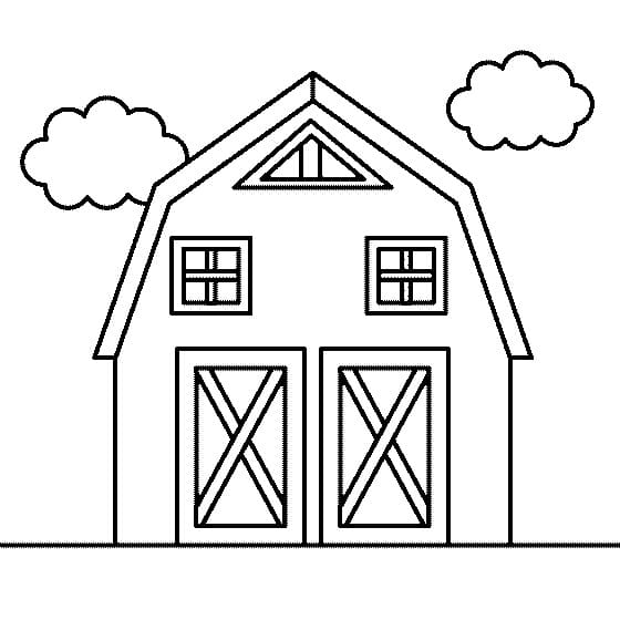 Desenho Celeiro Fácil para Colorir e Pintar