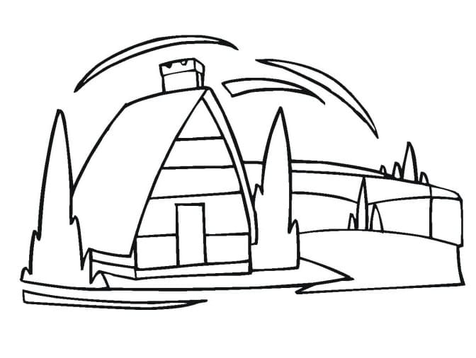 Desenho de Celeiro Bonito para Colorir Pdf e Pintar