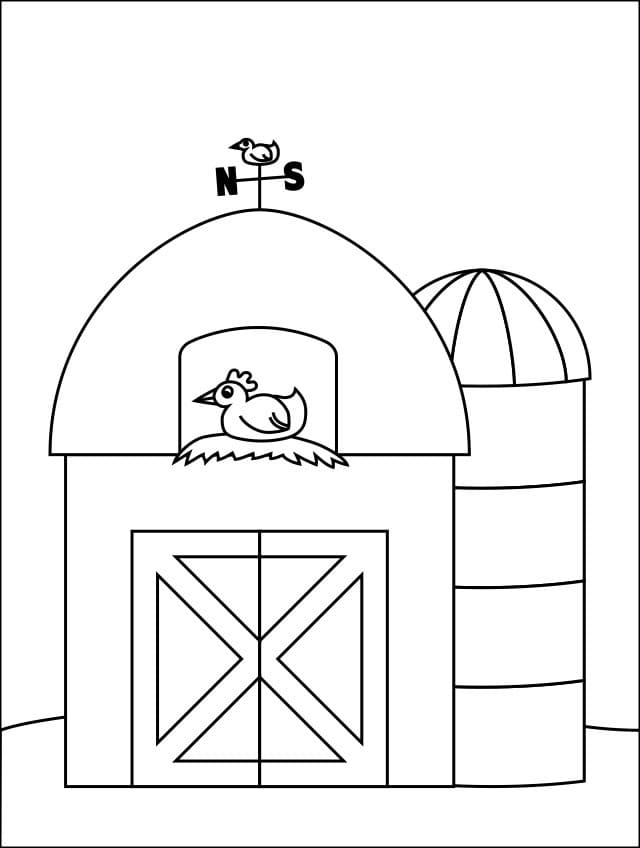 Desenho de Celeiro Infantil para Imprimir e Pintar