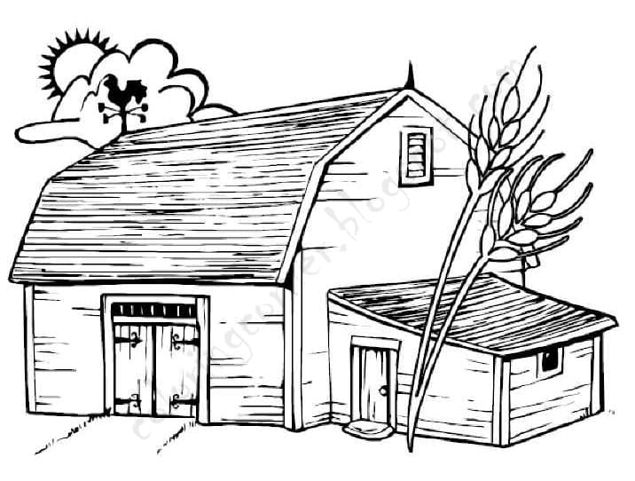 Desenho de Celeiro para Pintar Giz de Cera