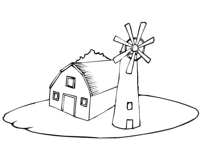 Desenho de Celeiro Realista para Colorir e Pintar