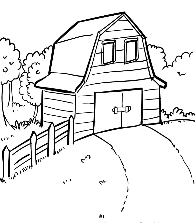Desenho um Celeiro para Colorir e Pintar