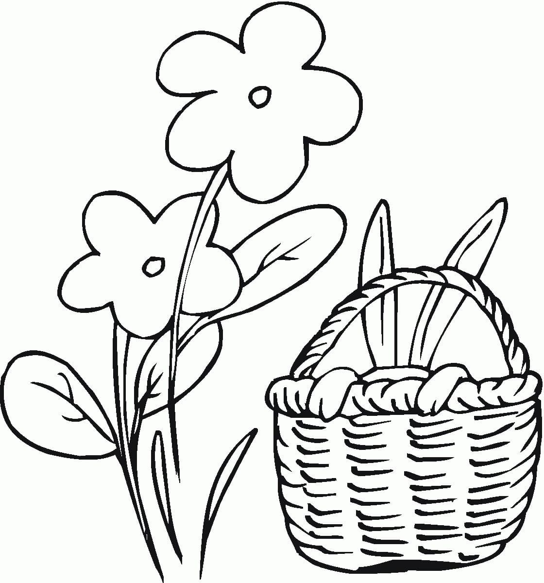 Desenho de Cesta de Flores 5 para Colorir e Pintar