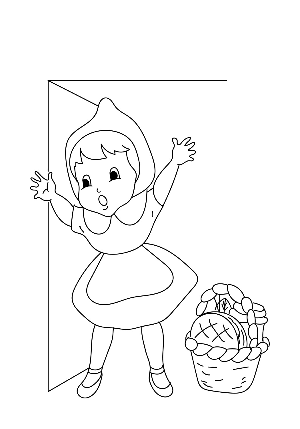 Desenho de Chapeuzinho Vermelho para Colorir Pdf e Pintar